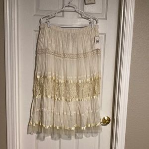 Rafaella Ivory tiered 2 layer cotton skirt.